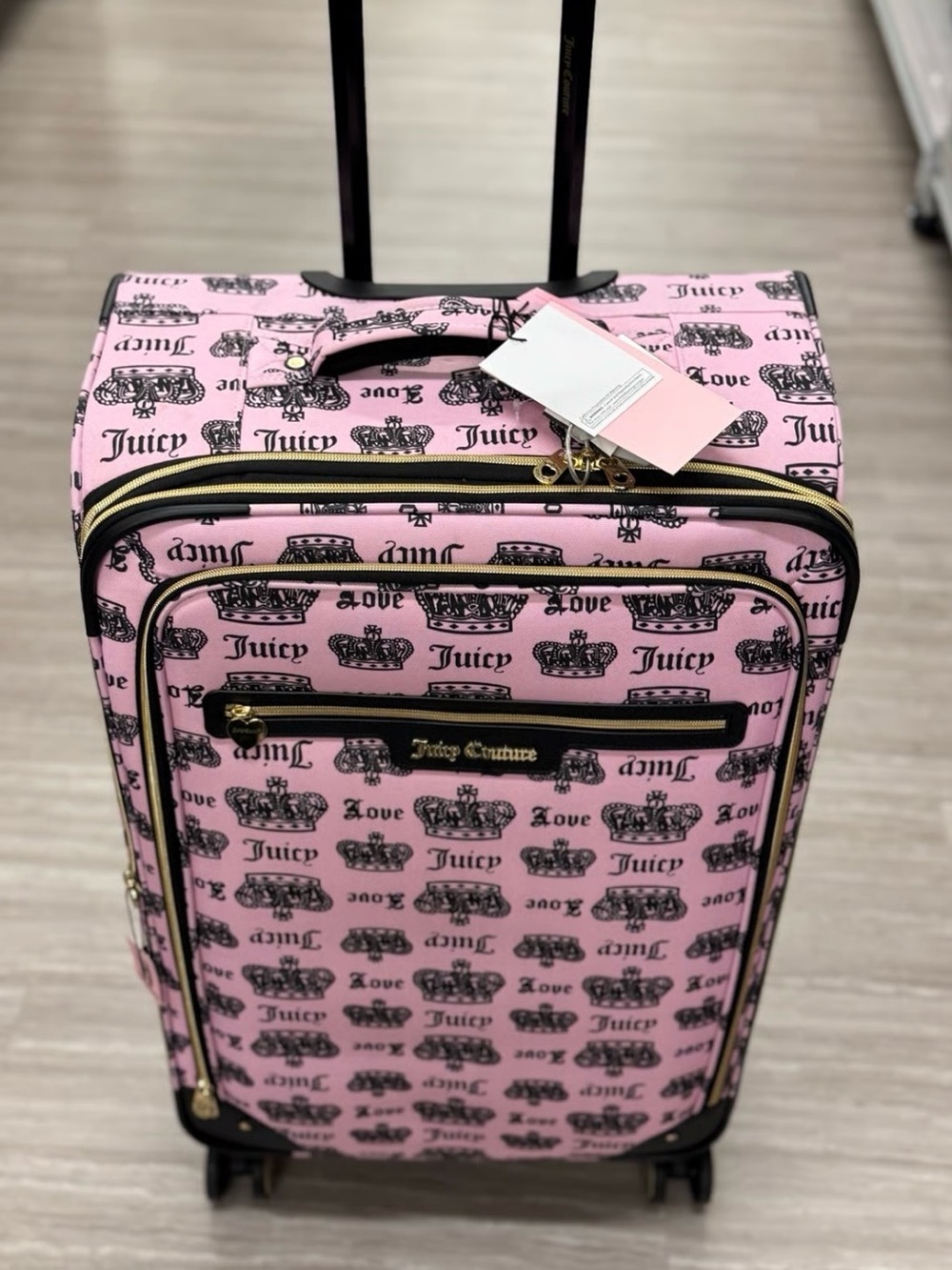 Juicy Couture Pink Crown Logo Rolling Carry-On